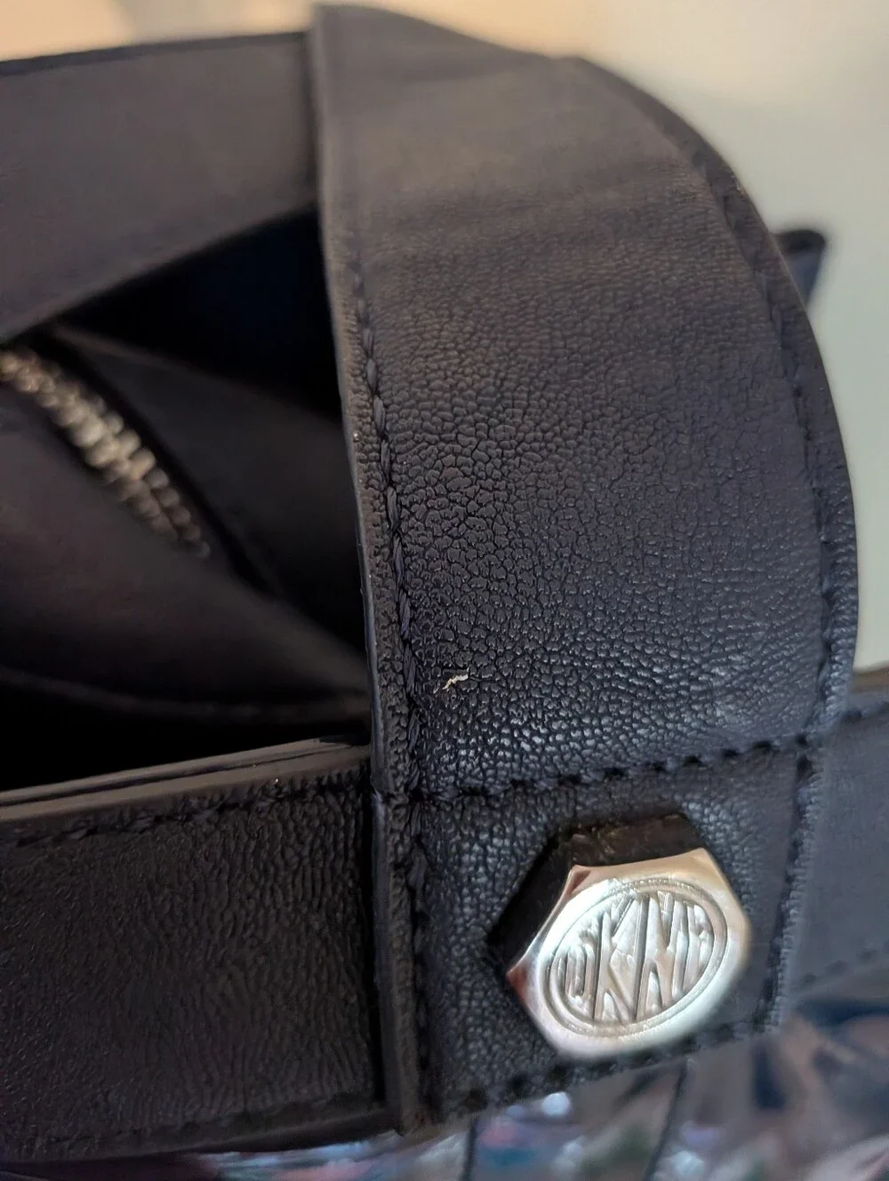 DKNY Navy Blue Quilted Patent Shoulder Bag